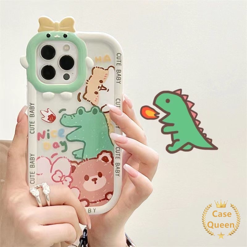 Bow-knot Little Monster Case OPPO A17 A7 A5S A12 A15 A55 A5 A5 A54 A15s A17K A31 A3S A12E A53 A74 A95 A16K A16E A52 A92 A96 A76 Reno 5F 4F A9 A57 A16 A16s Dinosaurus Kelinci Beruang Puppy