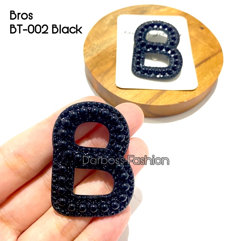 (part 1) Bros Jilbab / Bros Bahu / Bros Dada / Bros Dagu / Bros Kecil / Brooch / Bros Pin / Bros Mewah / Bros Premium / Bros Mutiara / bros button / bros B-BT-002 Black