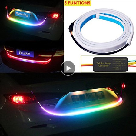 LAMPU LED BAGASI RGB 120CM WATERPROOF 12V UNIVERSAL MOBIL MOTOR 60 LED WARNA WARNI STRIP PANJANG DENGAN MODUL SEIN REM STOP GRADE A+