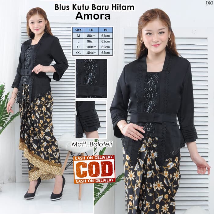 Atasan Kebaya Kutu Baru Modern Hitam|Cokelat|Maroon|Putih / Kebaya Moderen Kondangan Jumbo / Kebaya Akad Nikah Mewah / Kebaya Tunangan Kekinian / Kebaya Wisuda Modern / Kebaya Amora Vechia Theresia-3