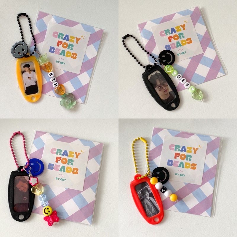 Custom Keyring Smiley + Nama Beads Manik