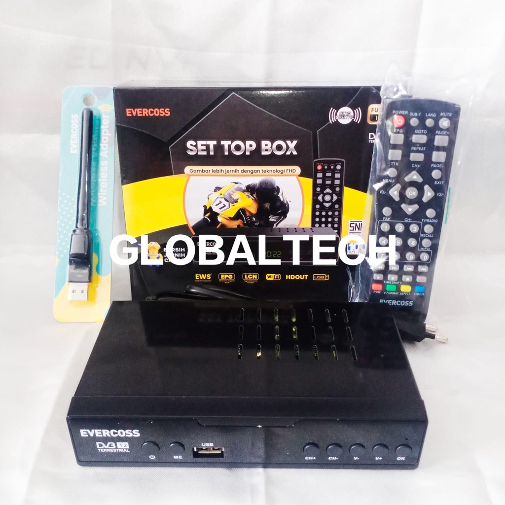 EVERCOSS SET TOP BOX DVB-T2 TV Digital Full HD Wifi Youtube STB Evercoss pengubah siaran analog menjadi ke digital gambar jernih bisa 720p 1080p