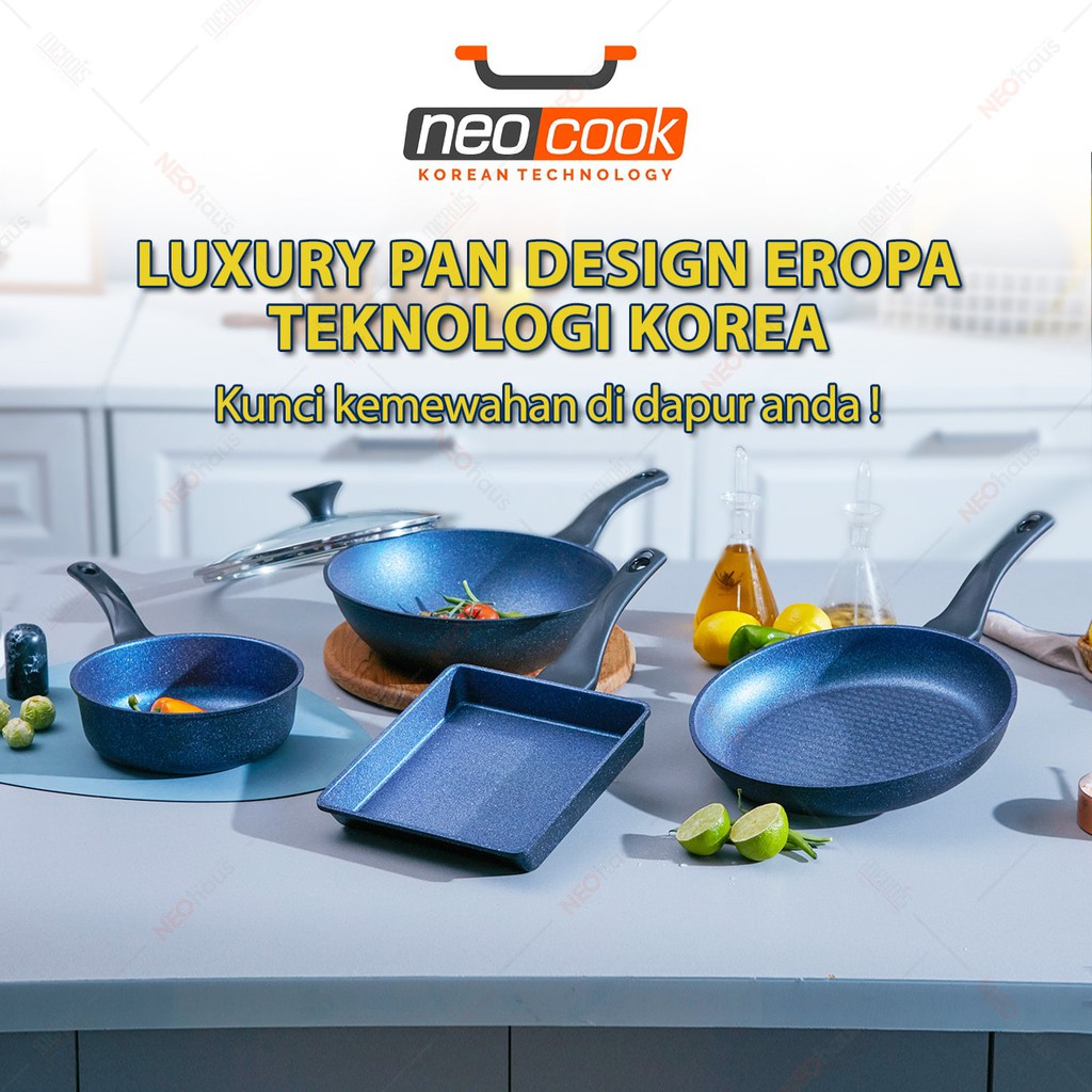 [COD] NEOCOOK - MEGA STONE PAN 5 PCS / PANCI SET / TEFLON / FRYING PAN / WOK PAN / PEMANGGANG