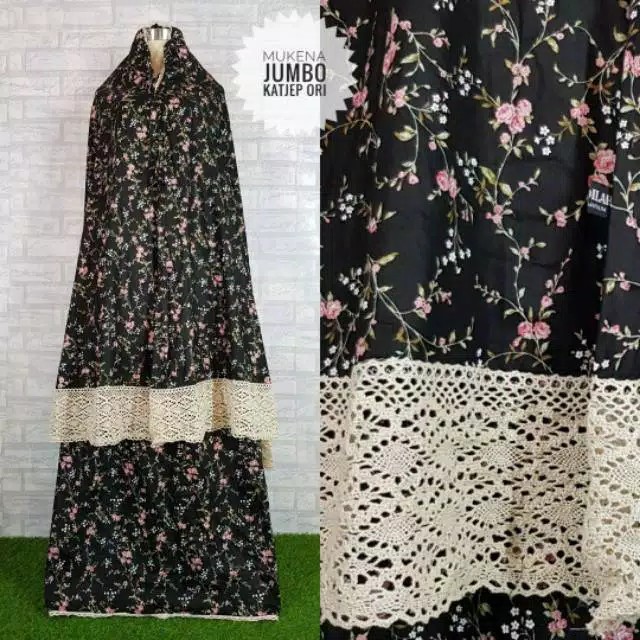 UKENA KATUN JEPANG ORI RENDA BESAR JUMBO SAKURA MUKENA FREE SAJADAH DEWASA MOTIF BUNGA TAS SAJADA