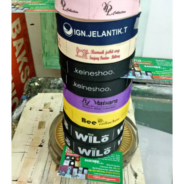 

sablon 1 warna lebel baju bahat satin grosgrain katun 18 meter kadi 200 baju