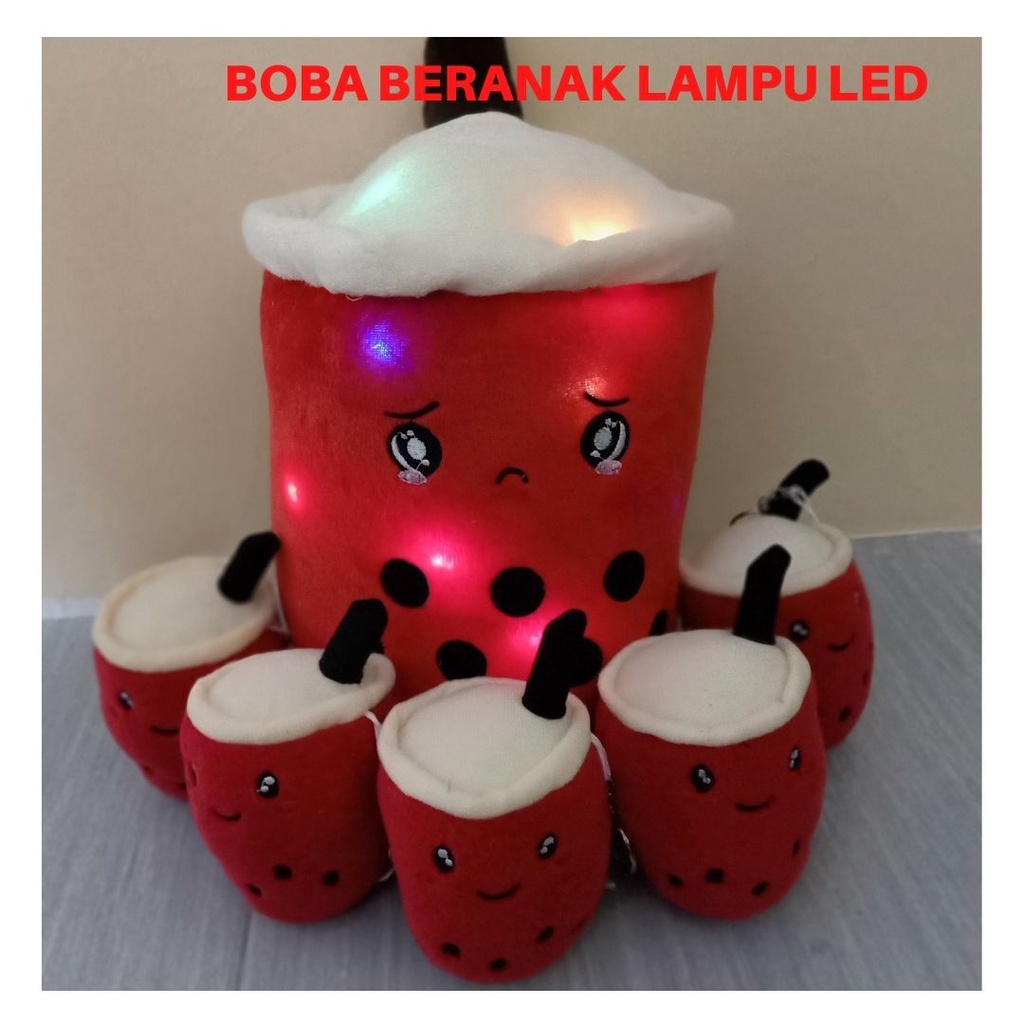 Boneka Boba Beranak Milk Tea Lampu LED Cantik  Kedip Mewah