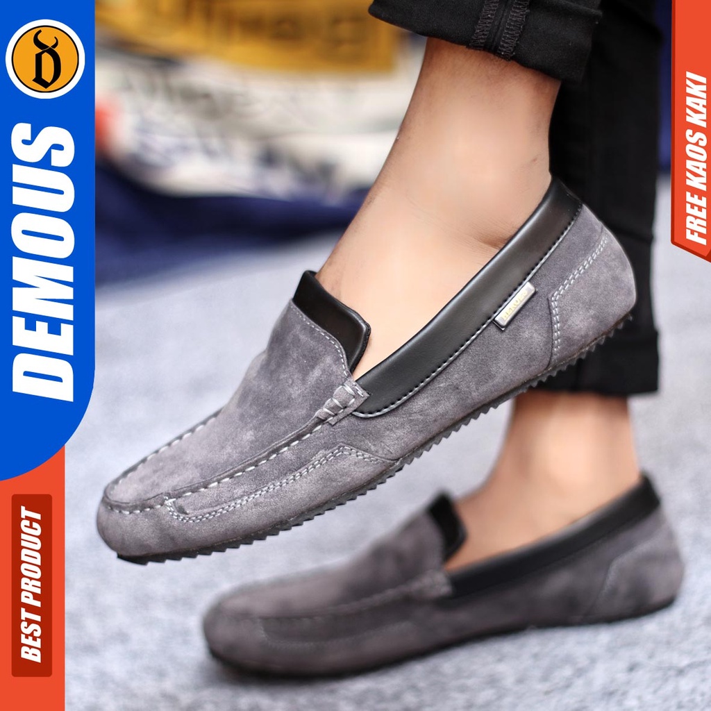 Demous Killian Sepatu Slip on Pria Santai Casual Formal Suede Kerja Hitam