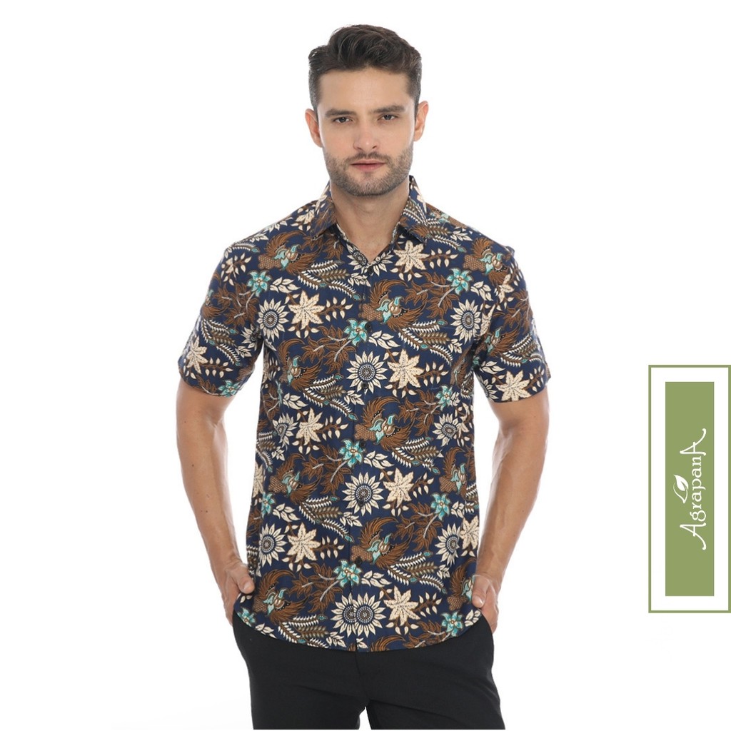 Agrapana Batik Slimfit Baju  Kemeja Hem  Batik Pria Cowok  