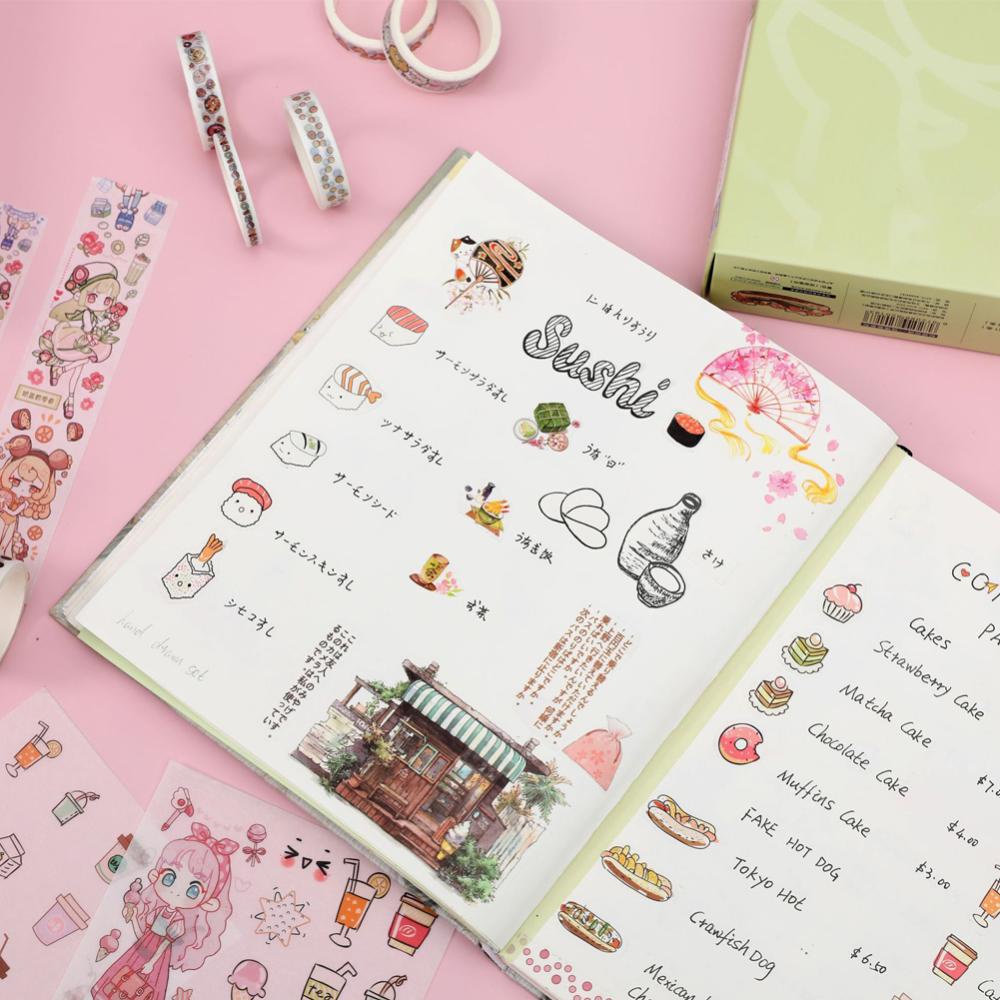 Timekey 16Pcs / Set Stiker Kertas / Selotip Washi Untuk Dekorasi Scrapbook / Diary / Jurnal A7K5