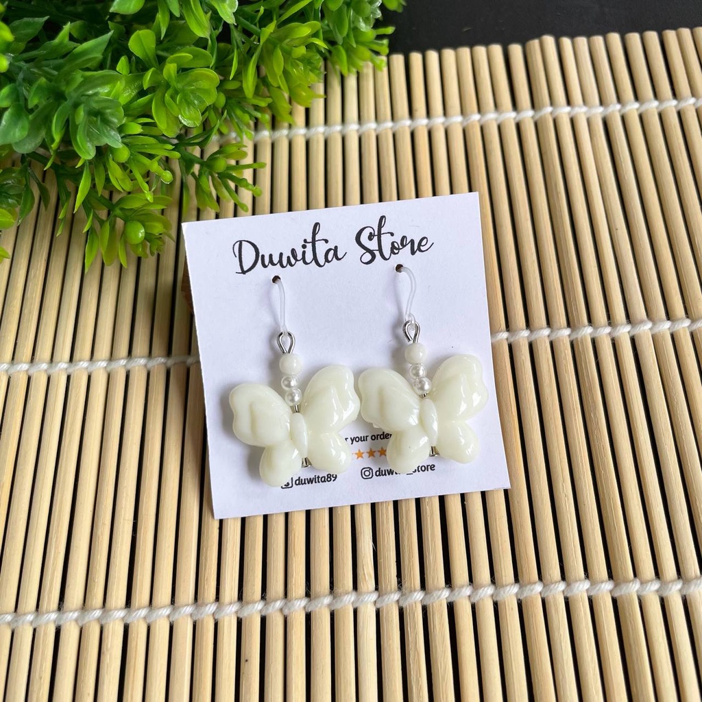 HANDMADE ANTING ANAK/DEWASA KAITAN PLASTIK MOTIF KUPU-KUPU 3D