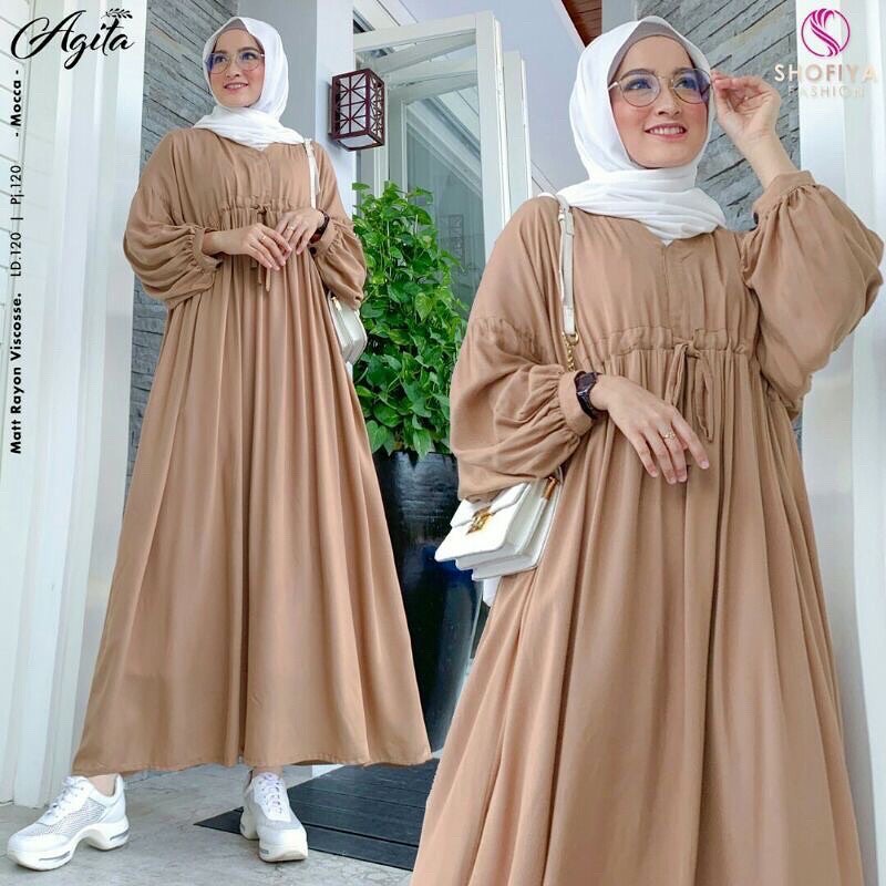 AGITA MIDI DRESS WD KAIN KATUN LD 120 CM PB 120 CM ZIPPER DEPAN ( BUSUI ) DRES WANITA MODEL TERBARU  KEKINIAN SIMPLE DAN ELAGAN BAJU  DRES 2022