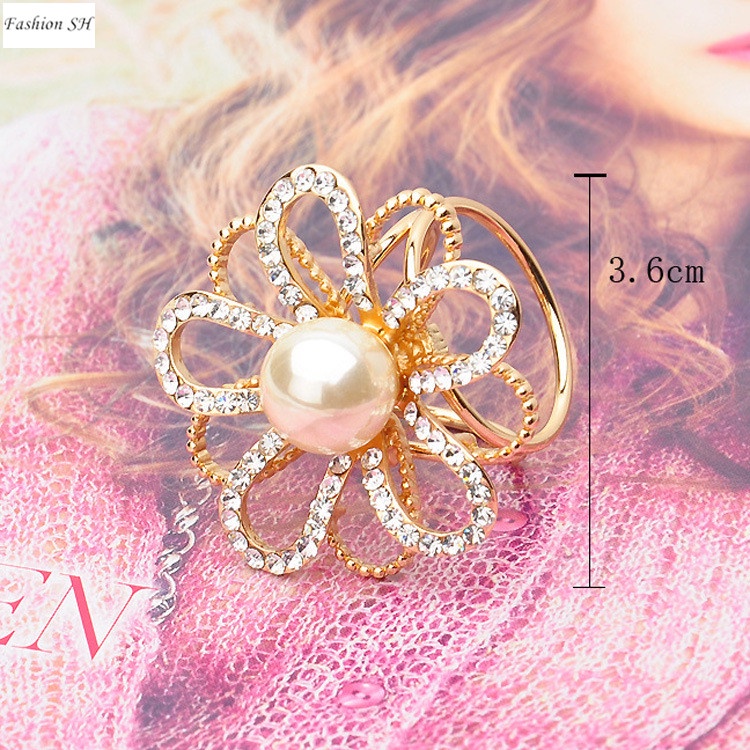 Bros Peniti Desain Tiga Cincin Hias Mutiaraberlian Imitasi Untuk Wanita M40001