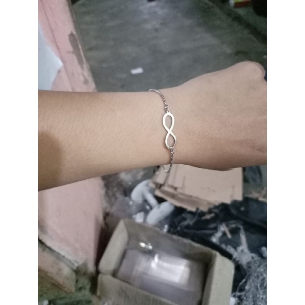 Gelang Serut Custom infiniti Nama Titanium Anti Karat Bracelet wanita aksesoris