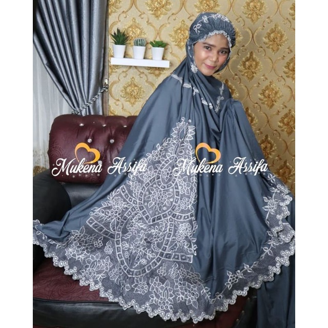 mukena grey bordir bukittinggi mukena bukittinggi mukena cantik mewah elegant mukena viral