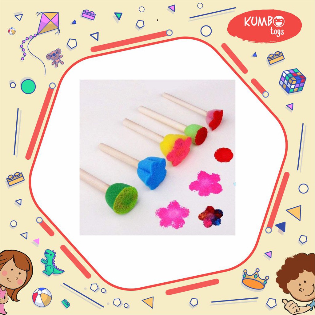 Sponge Stamp Flower&amp;Dot Spons Lukis Anak