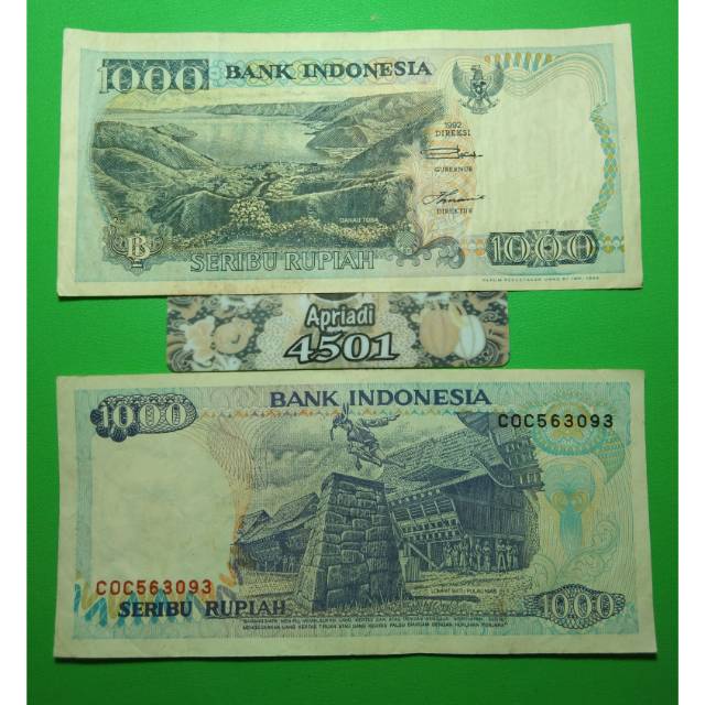 UK013 UANG KUNO ASLI 1000 RUPIAH LOMPAT BATU TAHUN 1992 KOLEKSI UANG LAMA KERTAS MAHAR NIKAH #VF+