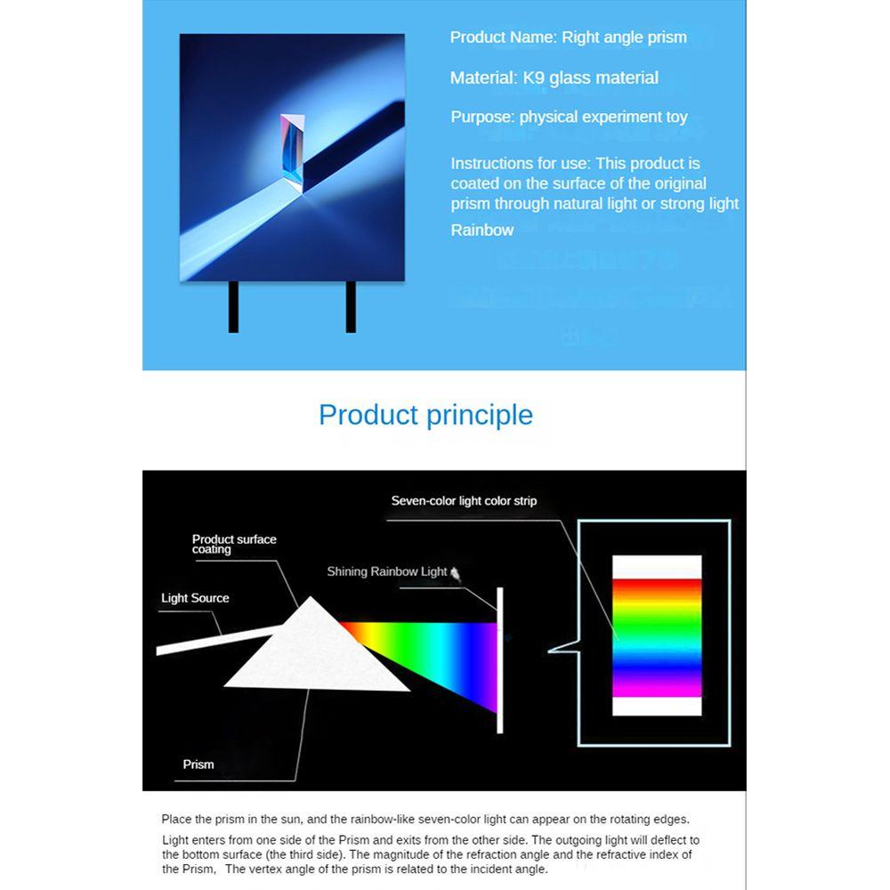 POPULAR Prisma Segitiga Populer Kualitas Tinggi Untuk Mengajar Spektrum Cahaya Untuk Studio Foto 14x14x87mm