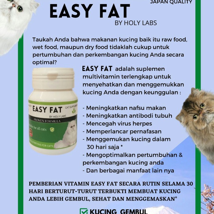 VITAMIN KUCING EASY FAT PENGGEMUK KUCING ALAMI TERMURAH TERBAIK JEPANG