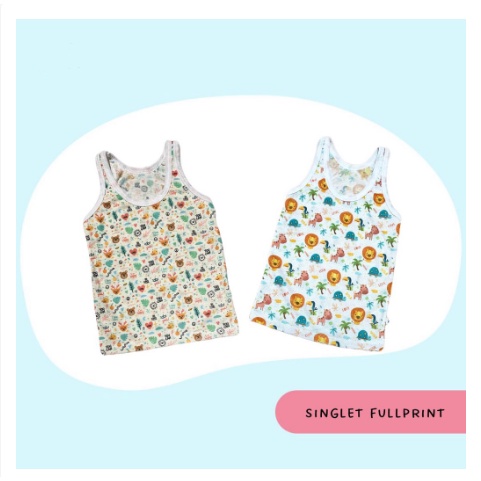 Kaos Dalam Bayi Singlet Motif Full Print Unisex