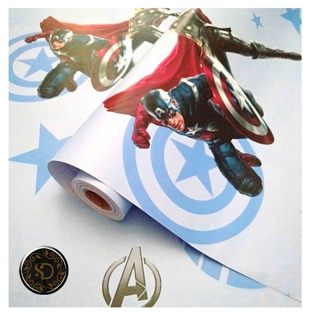 Karakter Avenger  Walpaper Dinding 10 Meter - Wallpaper Stiker Dinding 45CM x 10M - Anti Air