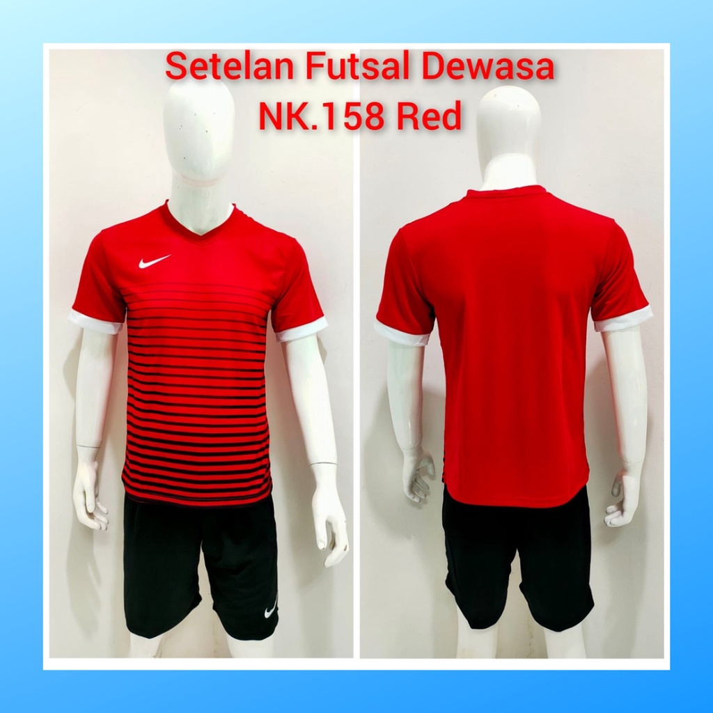 jersey futsal pria kaos sepak bola baju dan celana setelan wanita dewasa t-shirt outfit seragam jarsey kostum olahraga pakaian apparel print sport jersy soccer casual jersi suit NK158 merah