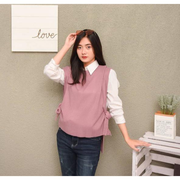 BEFAST - ZEC OOTD Wanita Rompi MEZHA / RJT Wenda jalur Knit Vest Outer / Rompi Luaran Wanita