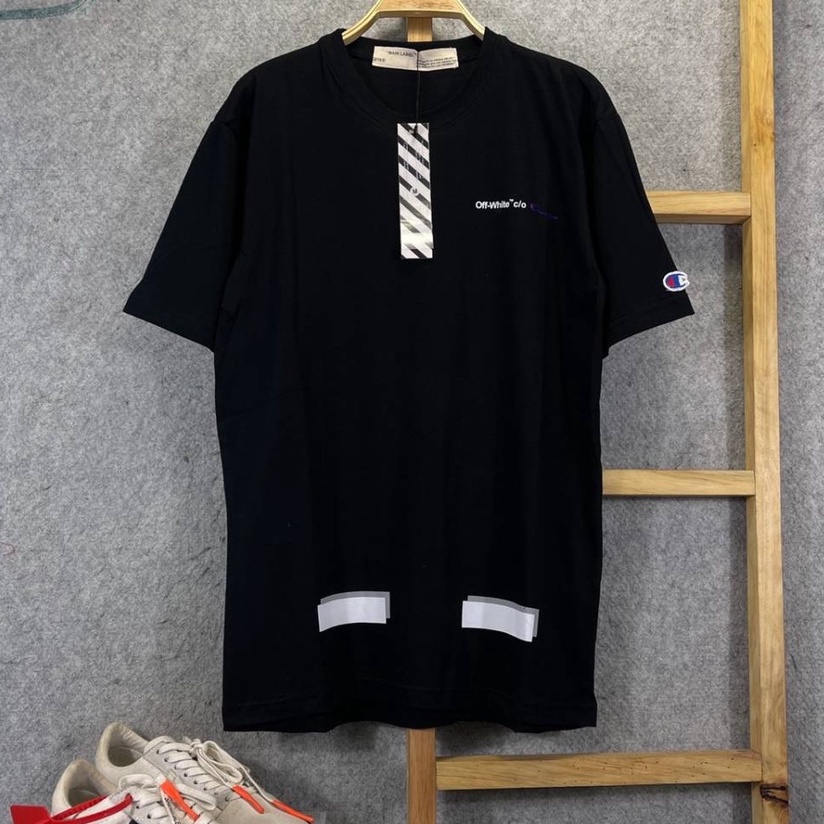 KAOS TSHIRT OFF WHITE X CHAMPION LENGAN PENDEK MIRROR FULLTAG