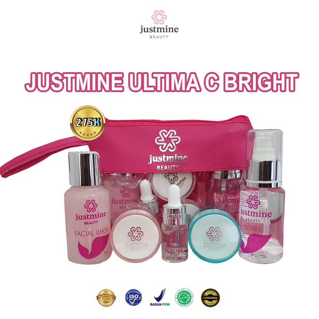 Justmine Skincare Glowing Bpom Paket Ultima Acne More Remove spot | Skin care COD free gift-ULTIMA C BRIGHT