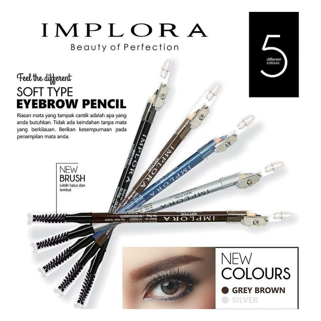 KHANZAACC IMPLORA Pensil Alis 2in1 - Soft Type Eyebrow Pencil Original BPOM