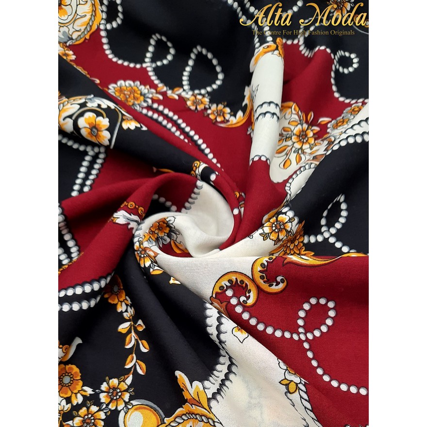 

Alta Moda Viscose Rayon Floral Liontin Gold - Marun Hitam Putih(1M)