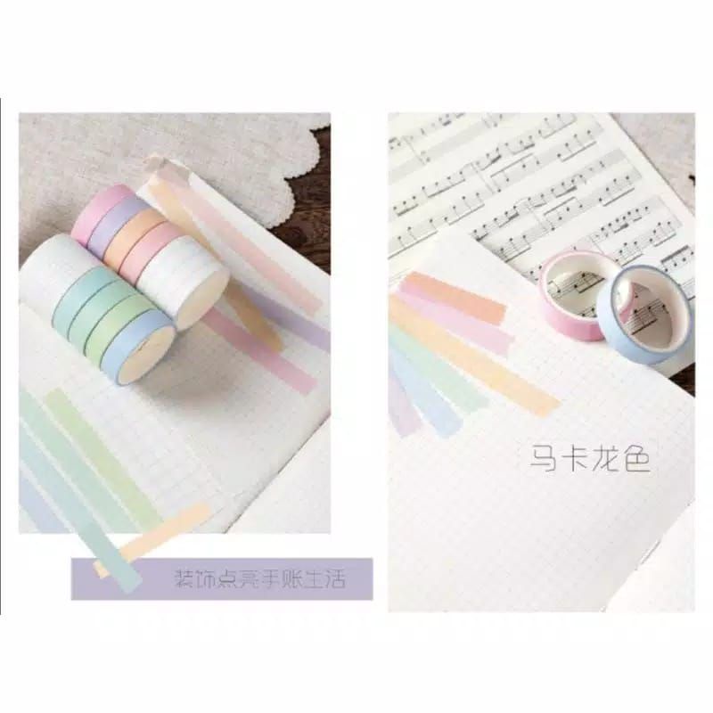 

10 Pcs / Set Washi Tape Macaron / Washi Masking Tape / Selotip Warna Macaron Untuk Dekorasi Scrapbook Diary Bujo