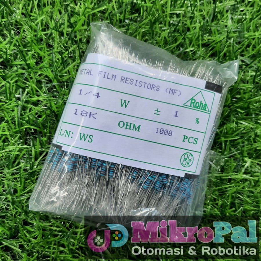 1 Pack Resistor 18K Ohm 1/4W Resistor 18 Kohm 0.25 Watt 1 Bungkus