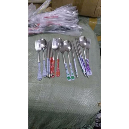 souvenir sendok garpu sumpit sakura set grosir