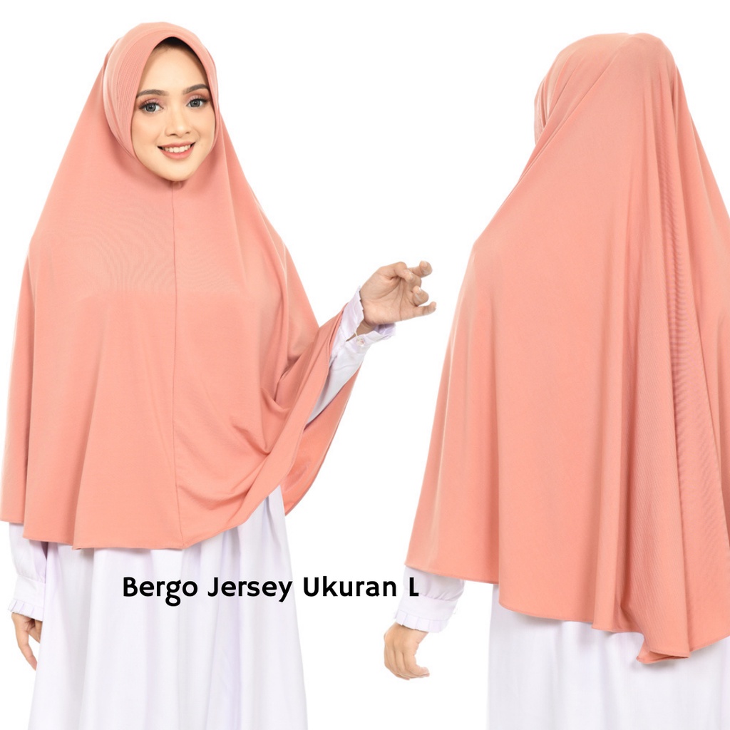 Kerudung Jersey/Jilbab Bergo Jersey Jumbo Ukuran L Dan XL / Jilbab Putih Polos / Hijab Syari Terbaru ANDIEN