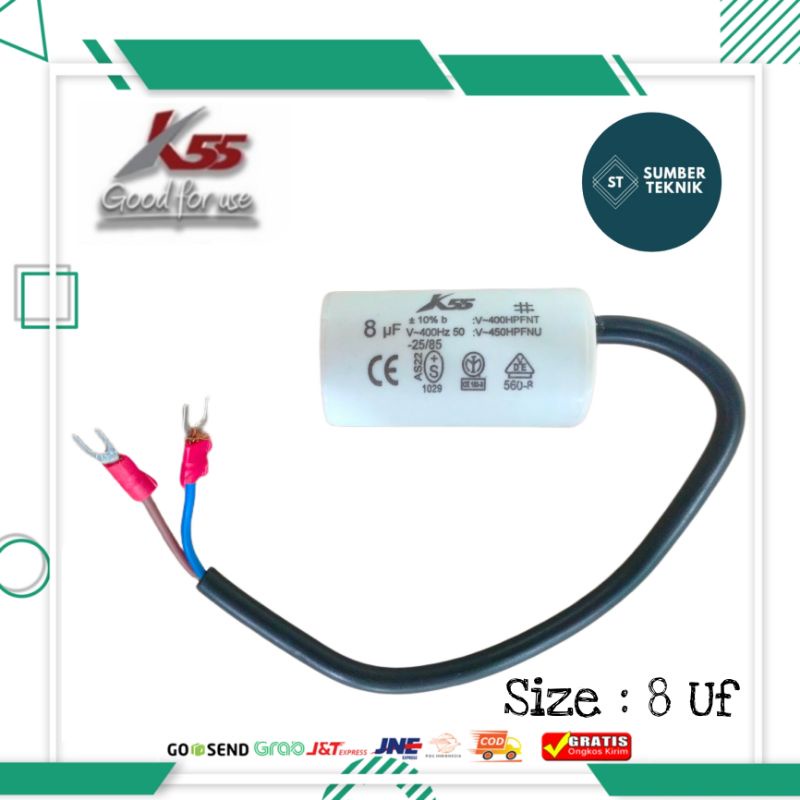 8 Uf / 450 V K55 Capasitor / Kapasitor Bulat / Capasitor Pompa Air