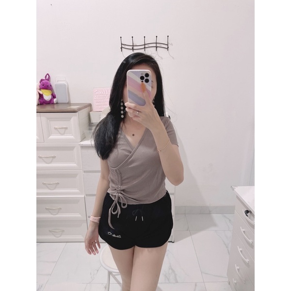 Kimono serut lengan pendek | kimono top | kimono rib knit wanita | korean fashion import | aquarius boutique89