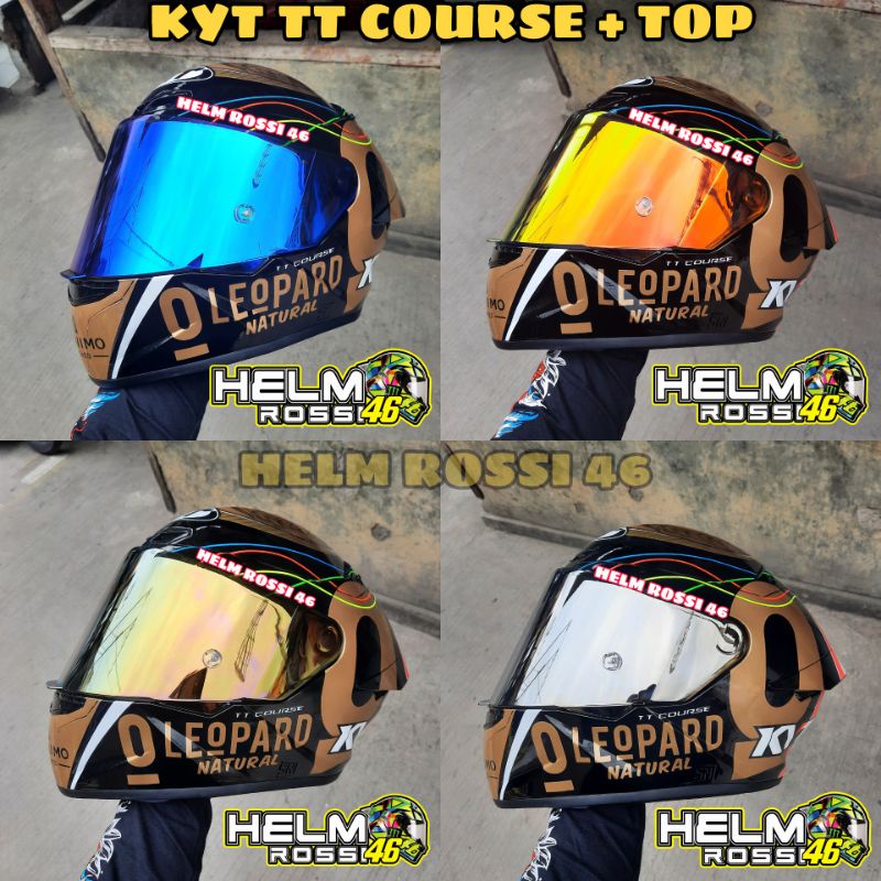 Kaca Visor Helm KYT TT COURSE Iridium Blue Red Silver Gold Darksmoke Smoke Hitam Bening