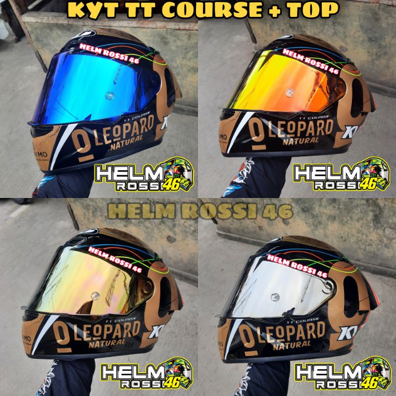 Kaca Visor Flat KYT TT COURSE IRIDIUM BLUE Iridium RED Iridium Silver Gold Darksmoke Light Smoke