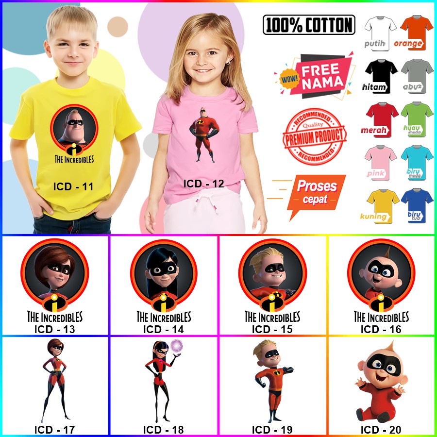 Baju Kaos ANAK DAN DEWASA INCREDIBLE COUPLE (FREE NAMA)