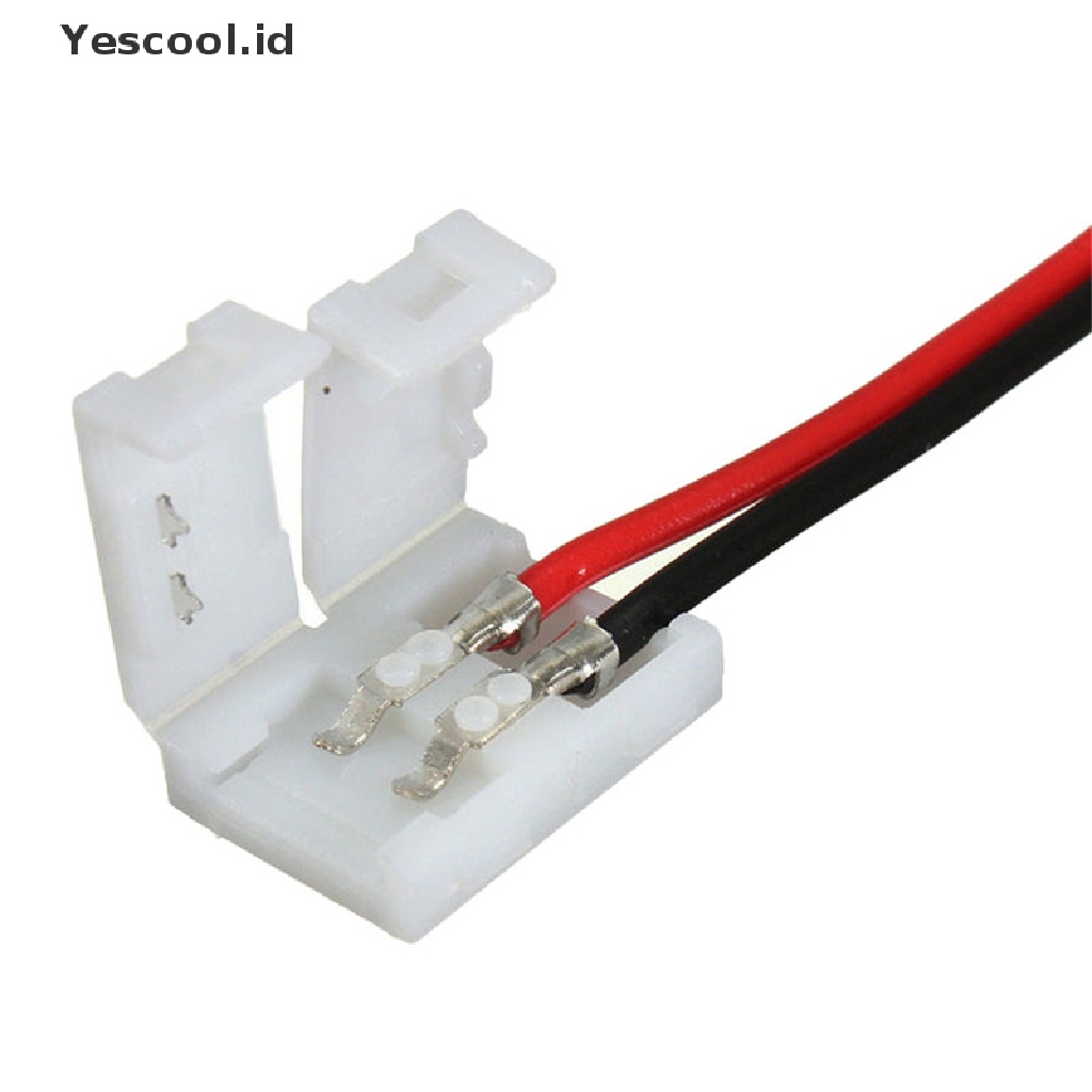 (Yescool) 10pcs Adapter Konektor Kabel PCB 2 Pin Untuk Lampu Strip LED 3528 / 5050