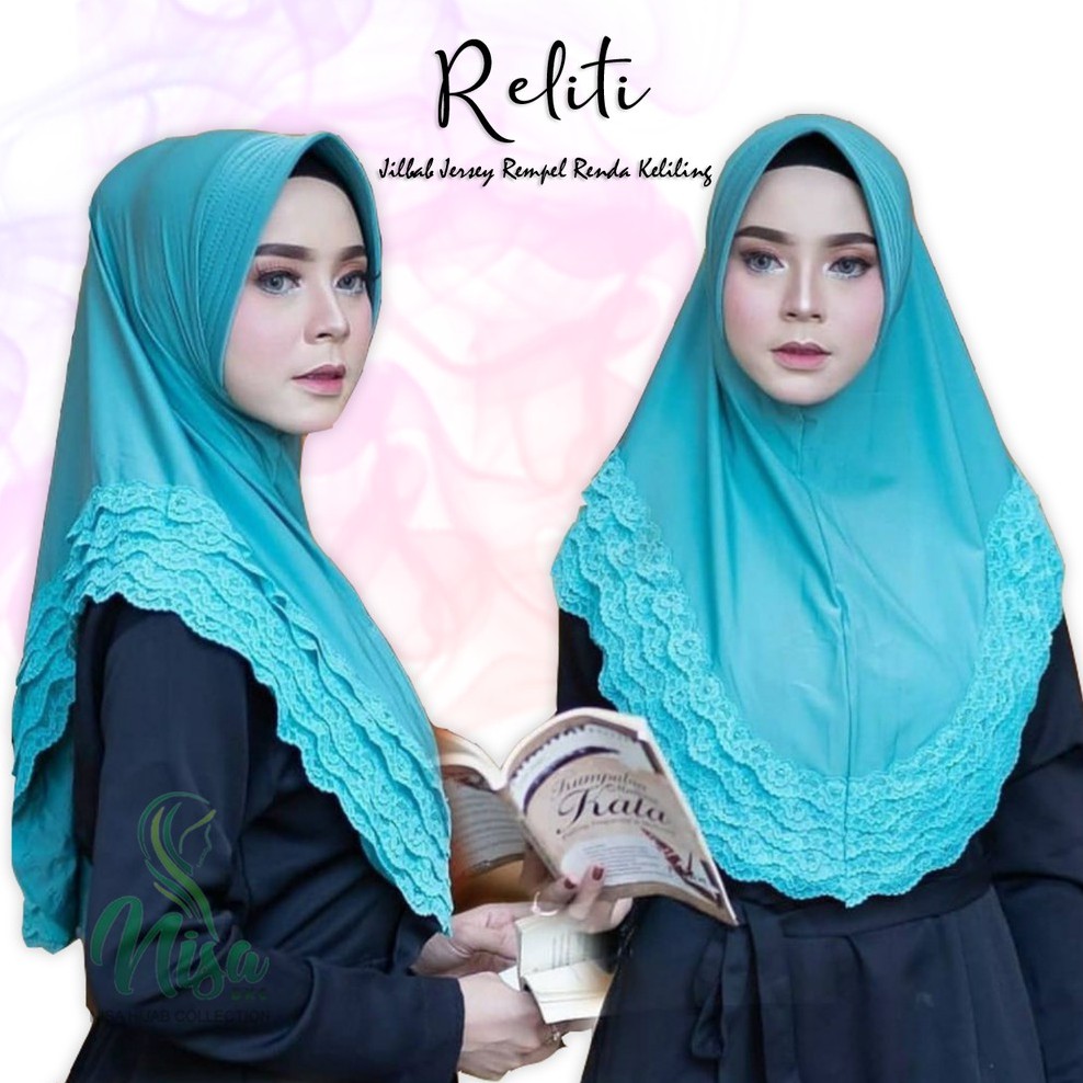 Jilbab Instan Hijab Reliti Bergo Jersey Renda Tumpuk