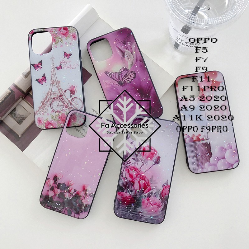 FA Soft case tpu bling case OPPO A5 A9 2020 A11K F5 F7 F9 F9PRO F11 F11PRO PRO k motif flower