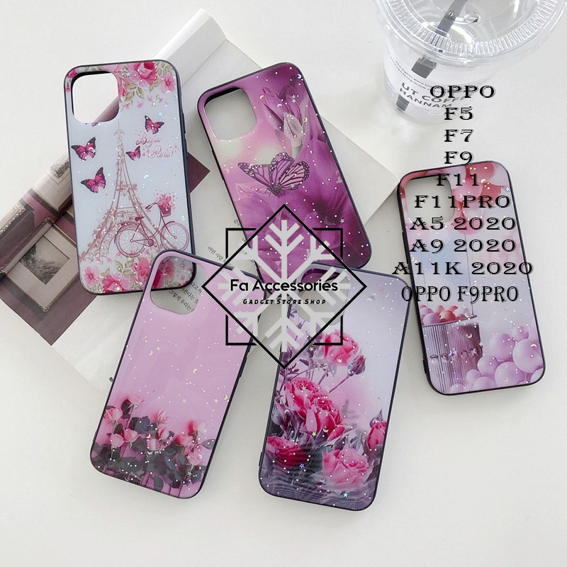 FA Soft case tpu bling case OPPO A5 A9 2020 A11K F5 F7 F9 F9PRO F11 F11PRO PRO k motif flower