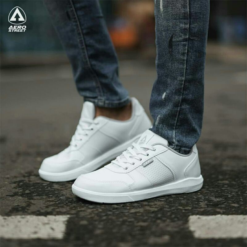 Sepatu Sneakers Putih Sport Casual Pria Wanita Aerostreet Evander Size 40-43