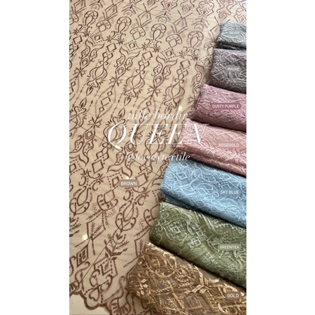 Kain Brokat Meteran Tulle Tile Bordir QUEEN sumba sapto