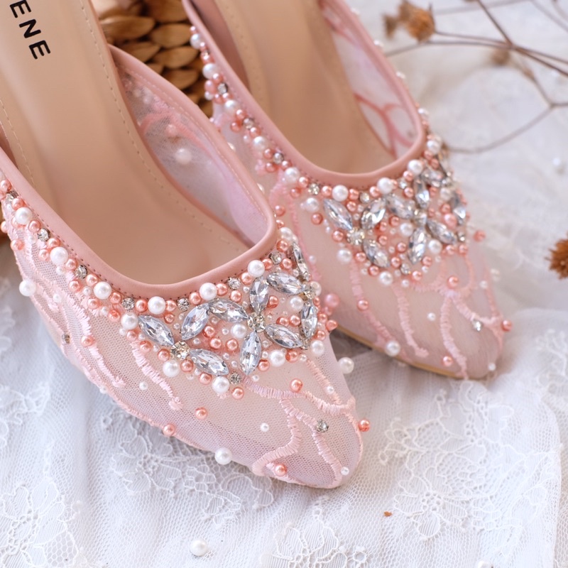 CELLENE KaLa Beads Heels 4 warna / Wedding Shoes Payet 5cm