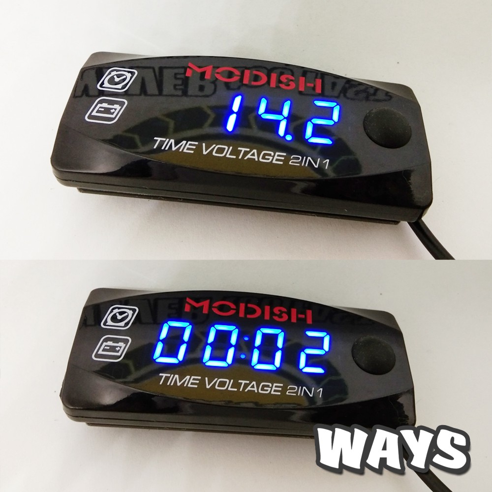 [L091] 2in1 Voltmeter Aki Accu Jam Digital LED Motor Vario Nmax PCX Aerox Vixion R15 Ninja GSX KLX