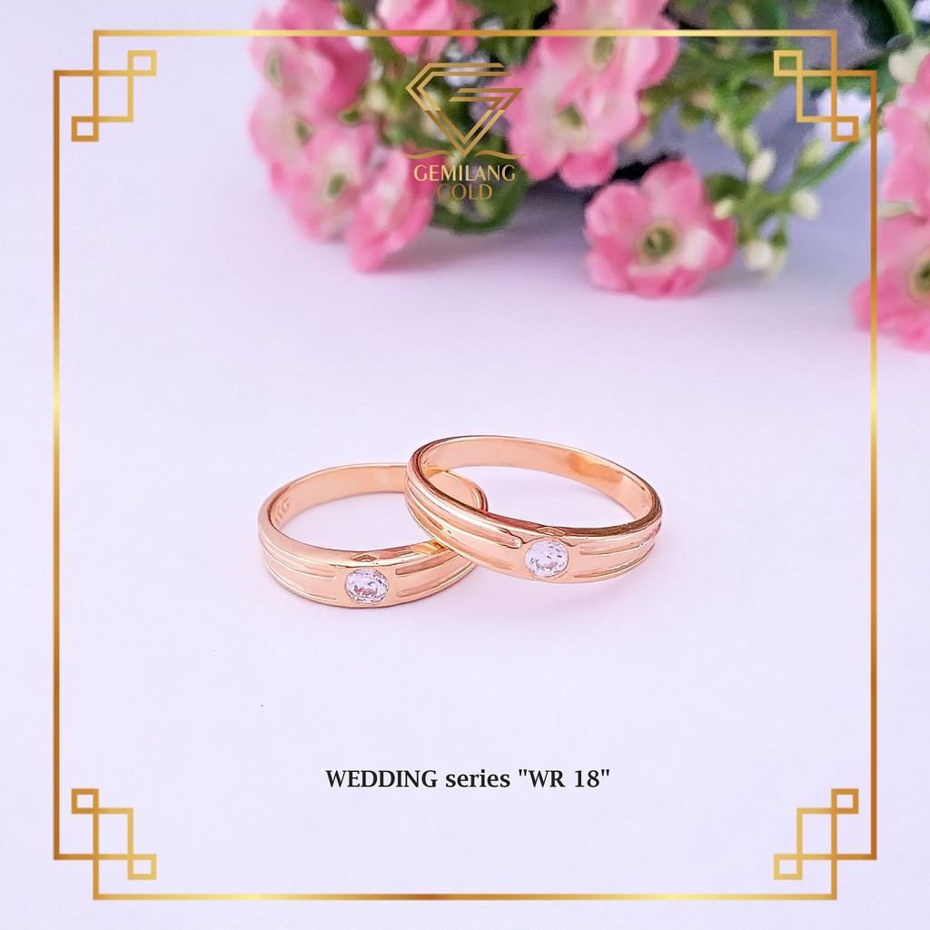 CINCIN KAWIN EMAS ASLI KADAR 375 (8K) CINCIN NIKAH MOTIF MATA MEWAH & SIMPLE CINCIN SATUAN (WR 18)