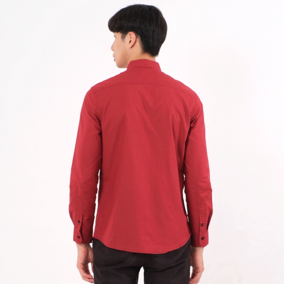 SANVANINA Kemeja Panjang Polos Pria Basic Simple Maroon | Kemeja Polos Merah Marun E-1078