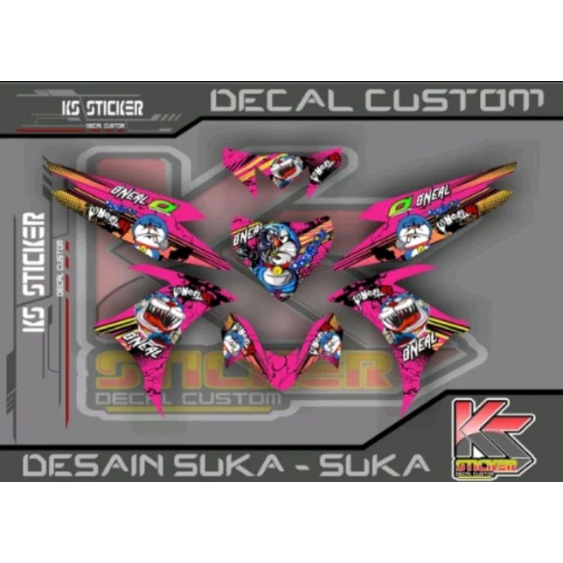 STICKER DECAL JUPITER MX 135 DORAEMON ZOMBIE MERAH